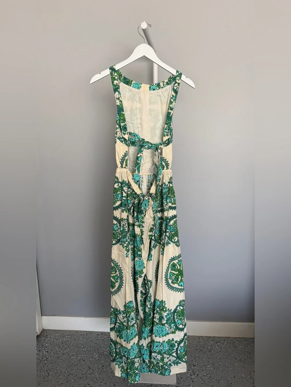 Cara Cara Colomba Dress Teal Floral Topiary Large $595